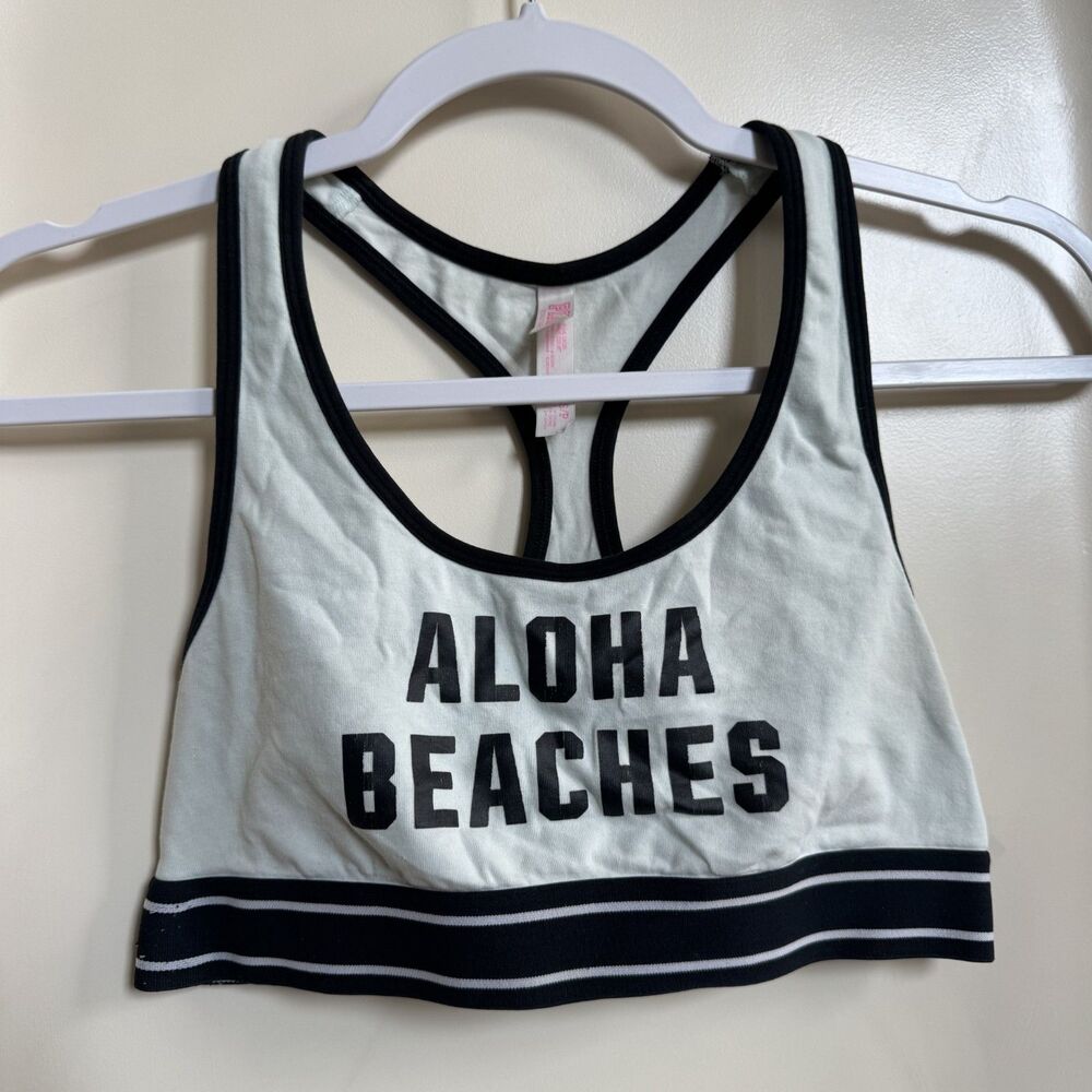 Victoria's Secret PINK Nation Mint Green and Black "Aloha Beaches" Bra Top